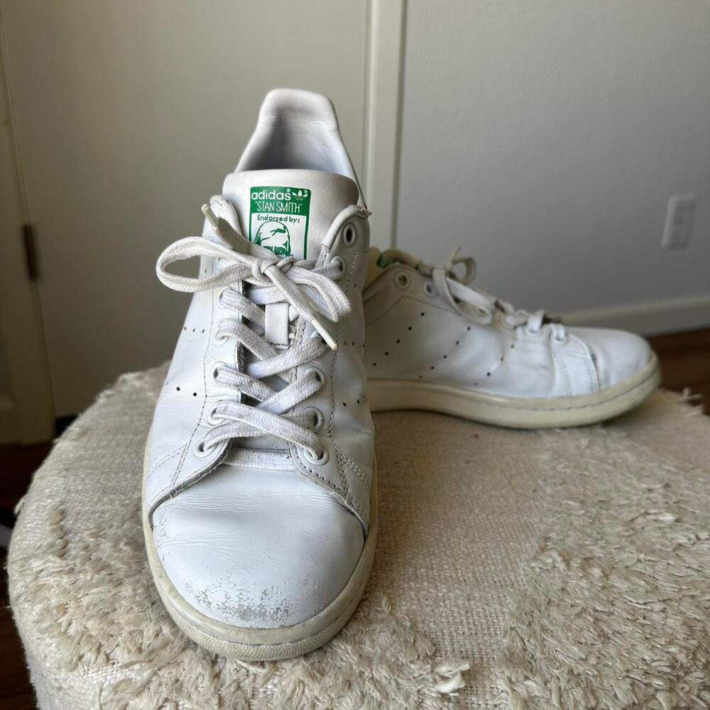 Adidas Stan Smith White & Green Low Top Sneakers Unisex True to Size US 8